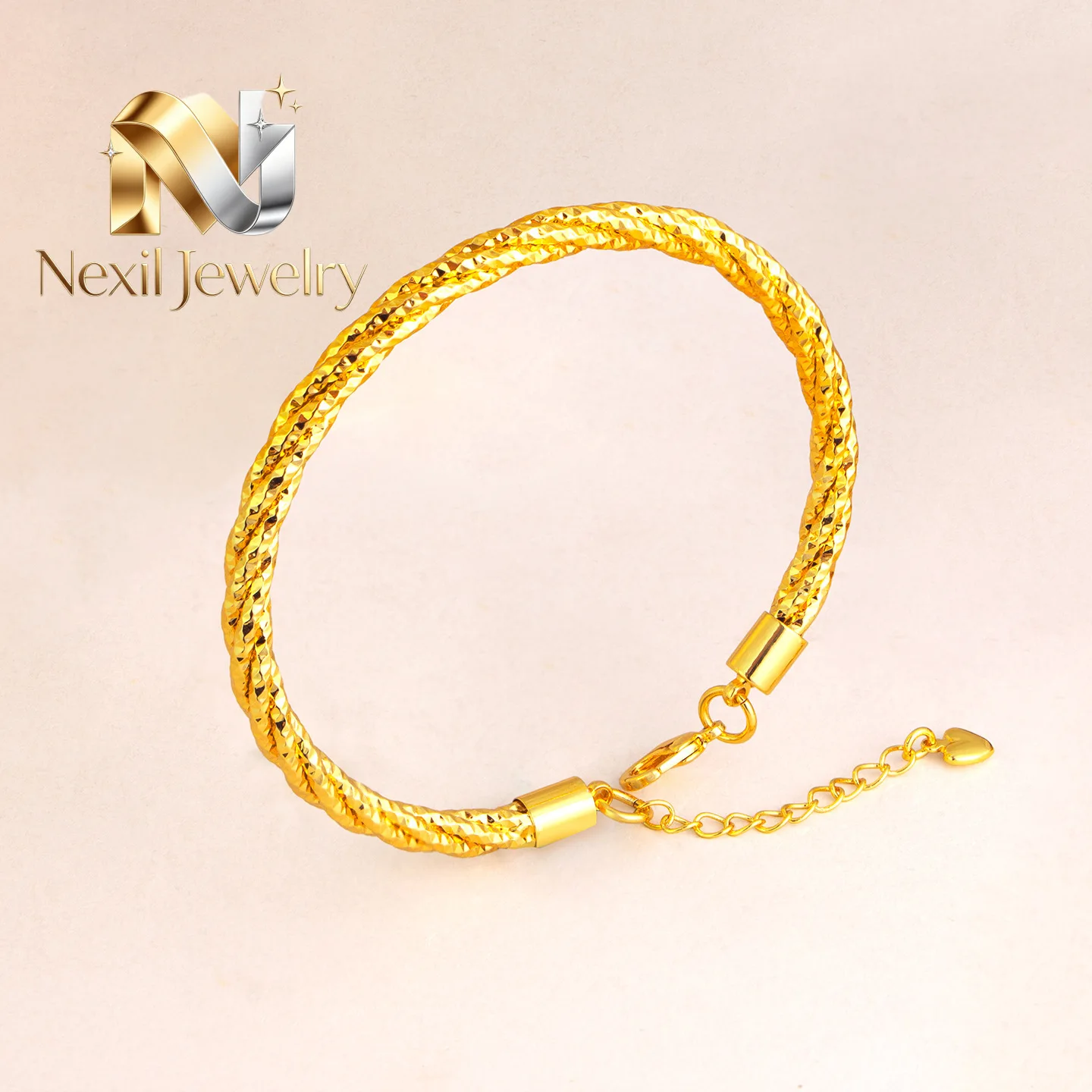 Nexil Jewelry   Nexil Jewelry  Twist Braided Bangle Women's 24K Gold AU999 - Pure gold slim braided bangle, unique retro style,