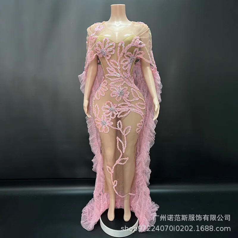 

Spring And Summer Fashion Mesh Shawl Vacation Dress Celebrity Party Performance Dress Annual Meeting Dress Vestido Festa Luxuoso