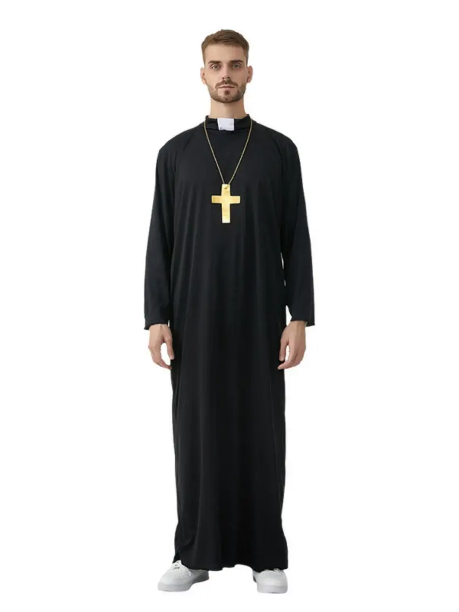 loween Cosplay Resurrection Priest Costume Biop Priest Missionary Monk Masquerade Par Performance Dr up