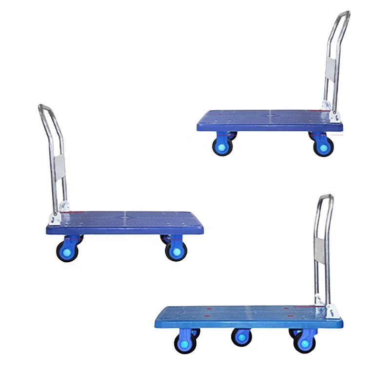 Customizable Four-Wheel Folding Push Cart with Silent Platform Trolley Convertible Hotel Hand Truck for Carrying OEM Support