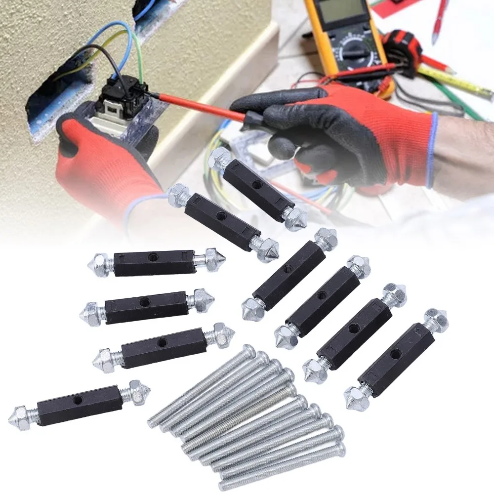 10pcs Concealed Box Electrical Box Repairer Insulation Support Rod With Wrench Wall Electrical Box Screw Tool