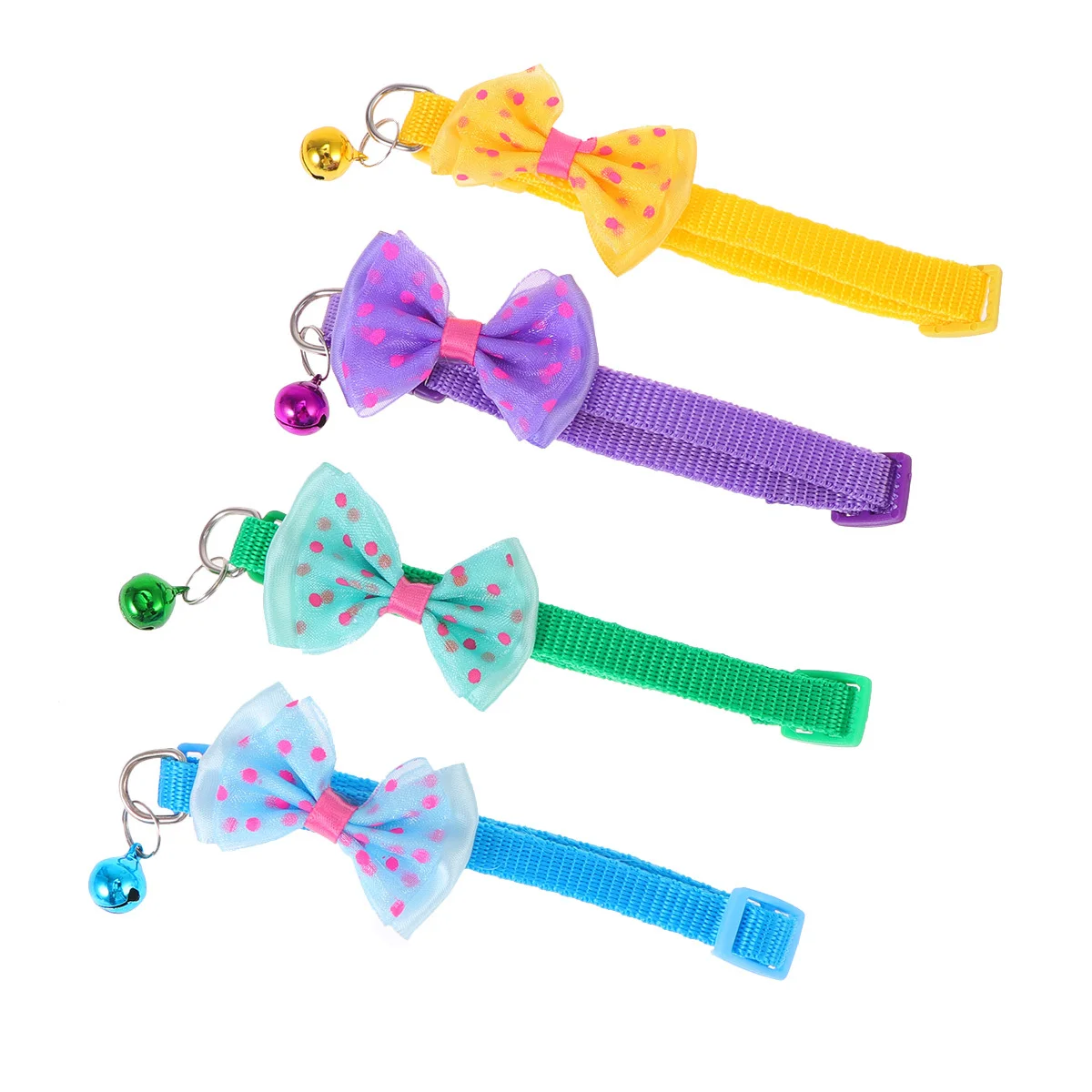 

4Pcs Pet Bowknot Collar Fashionable Durable Comfortable Adjustable for Most Pets Suitable for Walking Outdoor Sports Yellow