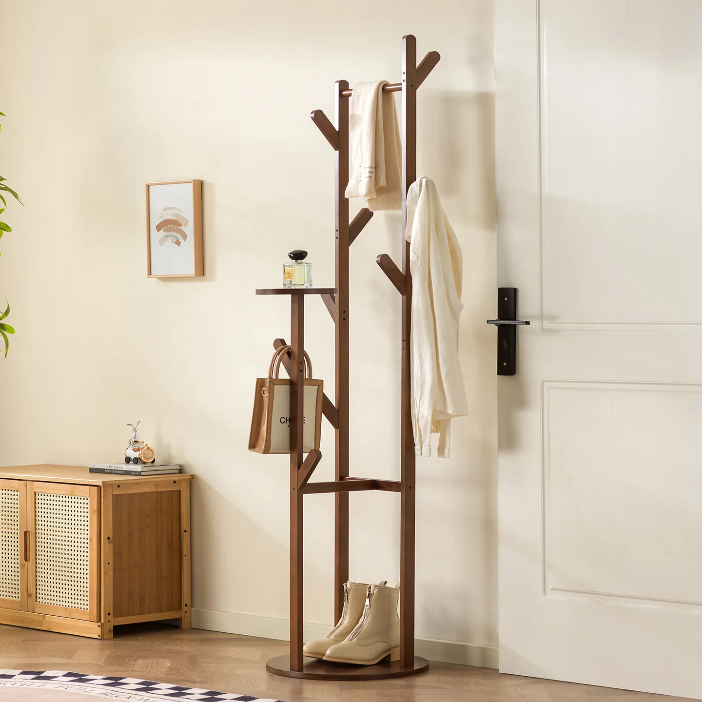 Multifunctional coat rack Floor-to-ceiling hanger Home indoor living room Office simple bag rack Bedroom rack