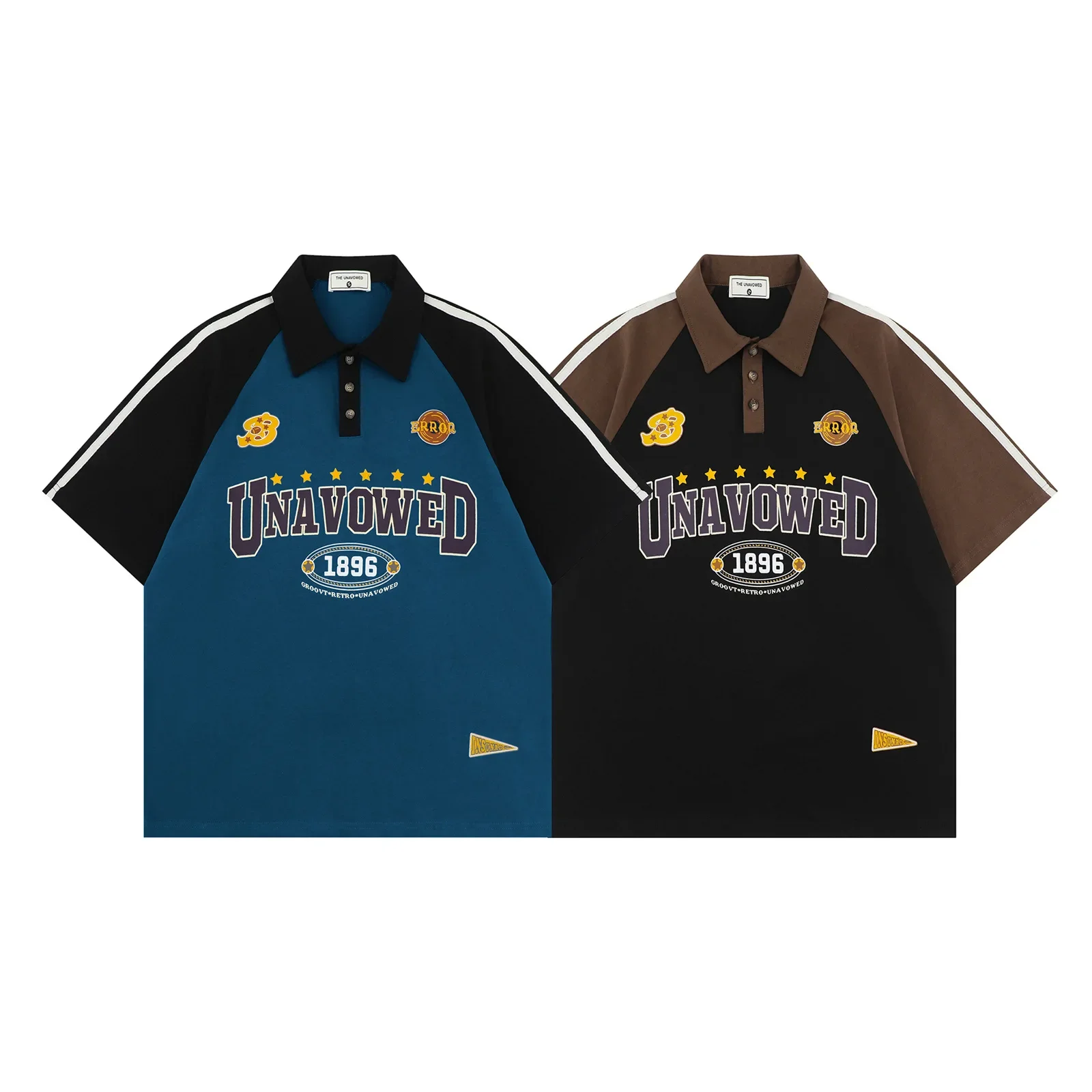 

Американские винтажные мужские рубашки поло с буквенным принтом и графическим рисунком, летние свободные повседневные рубашки поло с отложным воротником и короткими рукавами, мужские