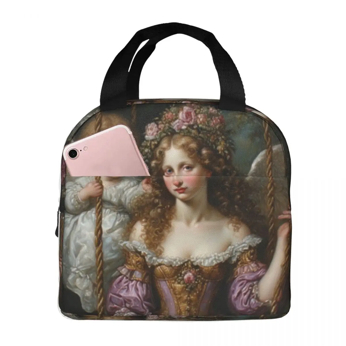 Victorian Angel And Flowers Resuable Lunch Boxes for Women Multifunction Cooler Thermal Food Insulated Lunch Bag For Travel Work