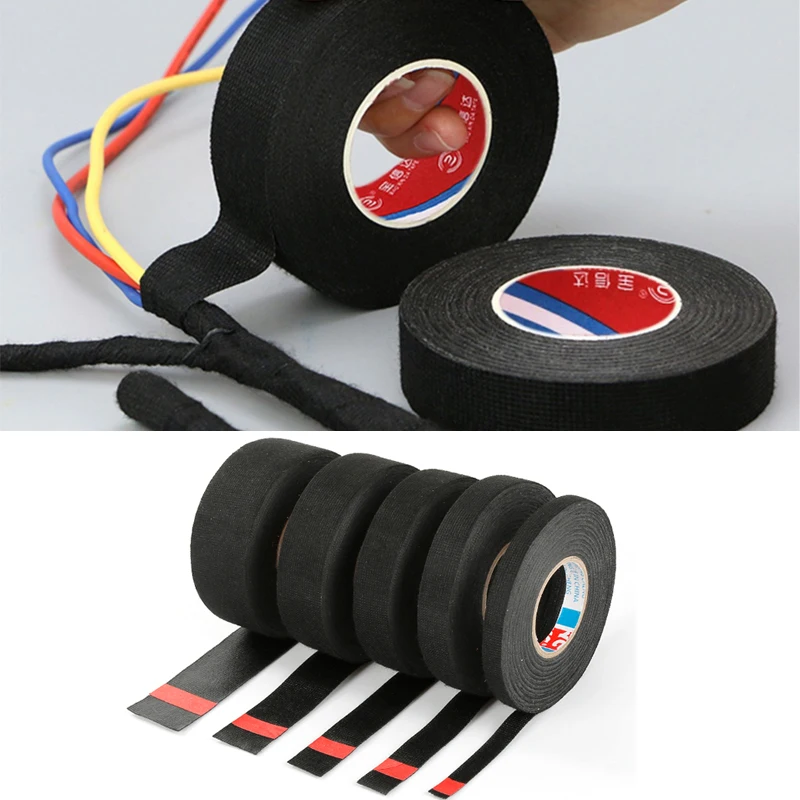 15/25M  Heat-resistant Fabric Adhesive Tape Wiring Harness Tape Looms Fabric Cloth Flame Retardant Tape 9/15/19/25/32mm