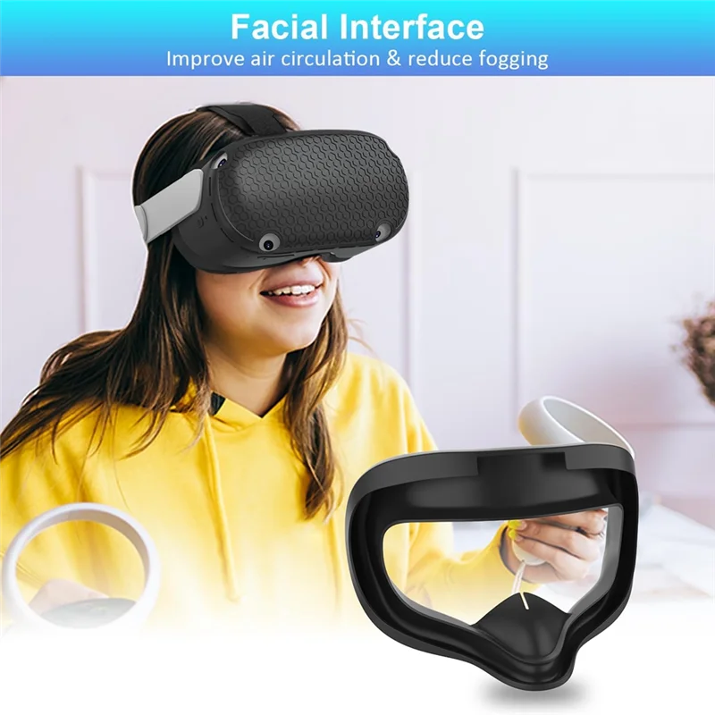 

-FDDT Facial Interface And Face Cover Pad For Oculus Quest 2, Sweat-Proof PU Foam Cushion For Meta Quest 2 VR Accessories