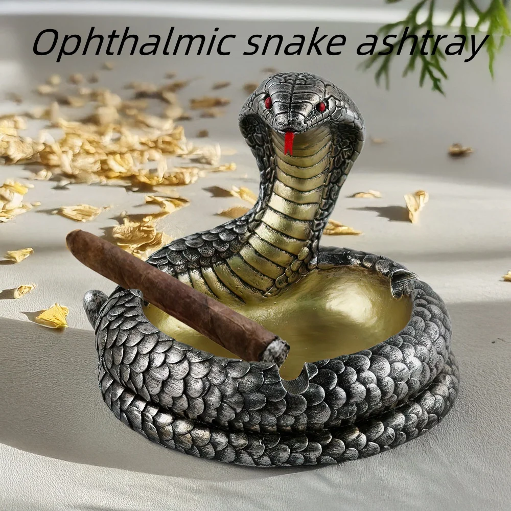 Creative Home Resin Cobra Ashtray Ornament Craft Home Simulation Animal Serpentine Ashtray Desktop Decoration 