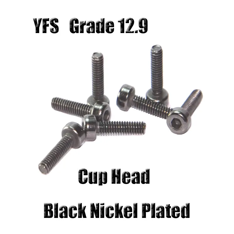 YFS  10Pcs M3 Grade 12.9  Hex Socket cup Head Screws Grade 12.9 Black Nickel Plated Antirust Screws