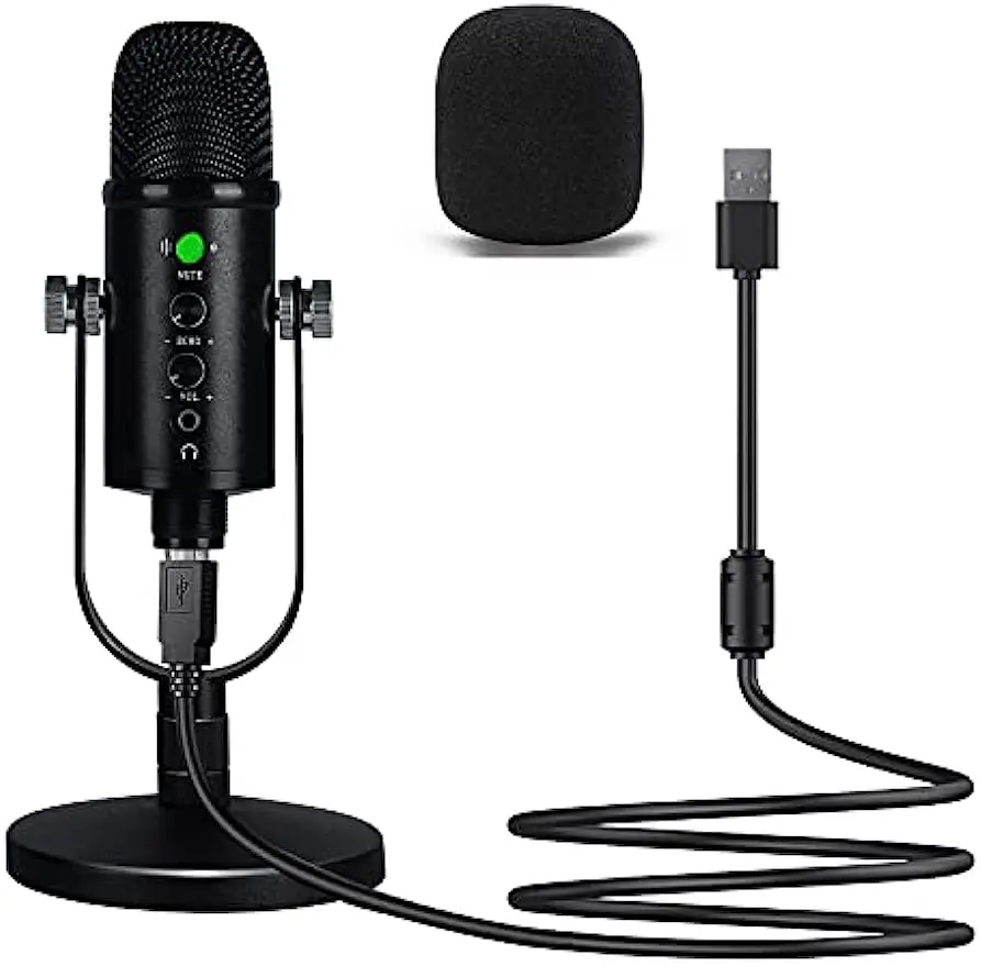 USB Microphone, Condenser Computer Microphone for Streaming, Gaming, YouTube Recording, Plug and Play,Headphone Output