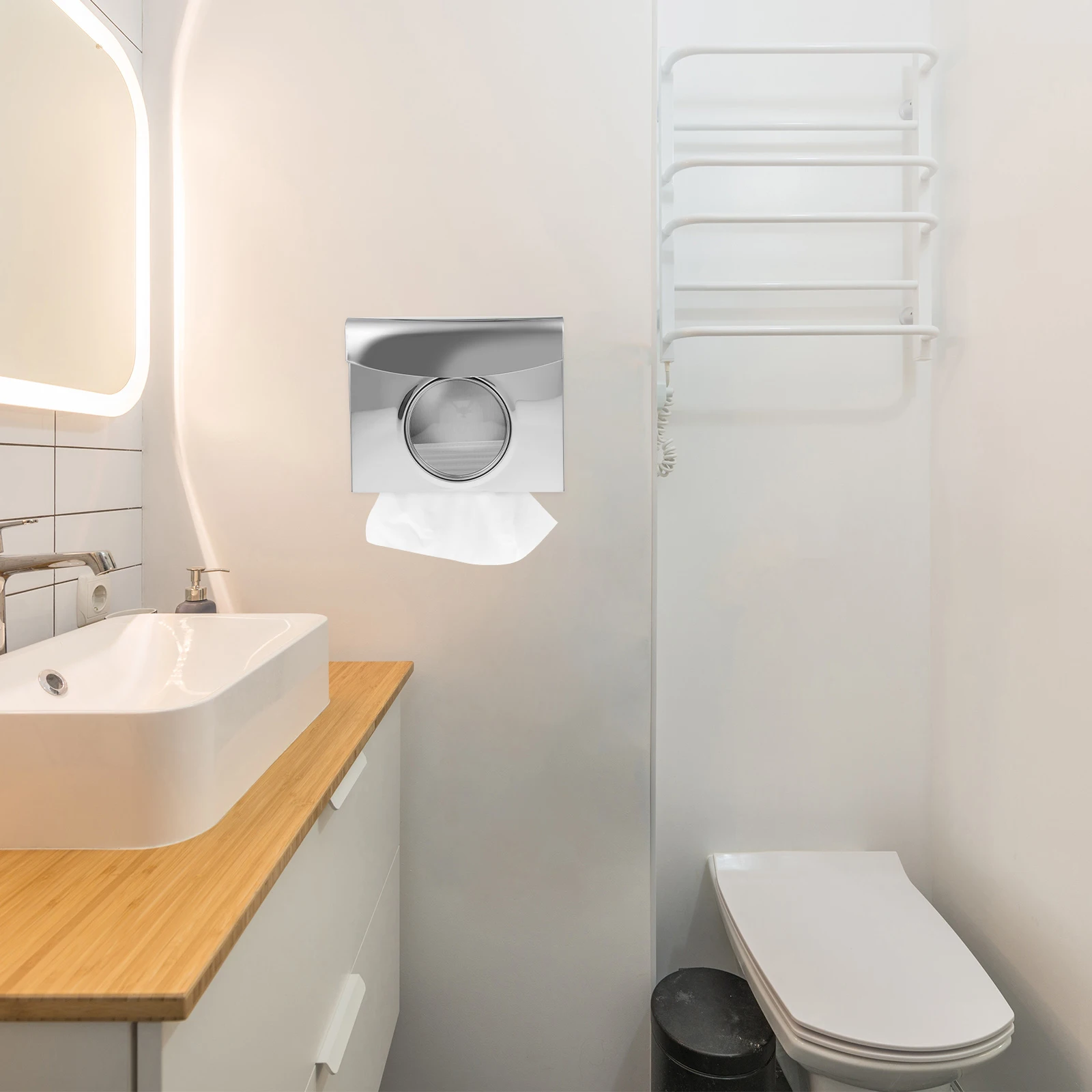 

Stainless Steel Box Wall Mounted Household Bathroom Living Room Napkin Holder Reusable Tissue Storage Case Paper