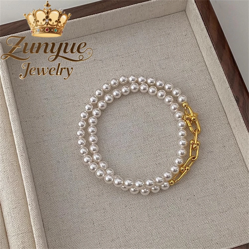 Pearl Sweater Chain Versatile High-End Necklace, Simple Collarbone Chain Accessory Fashion Jewelry Exquisite Elegant Handicraft
