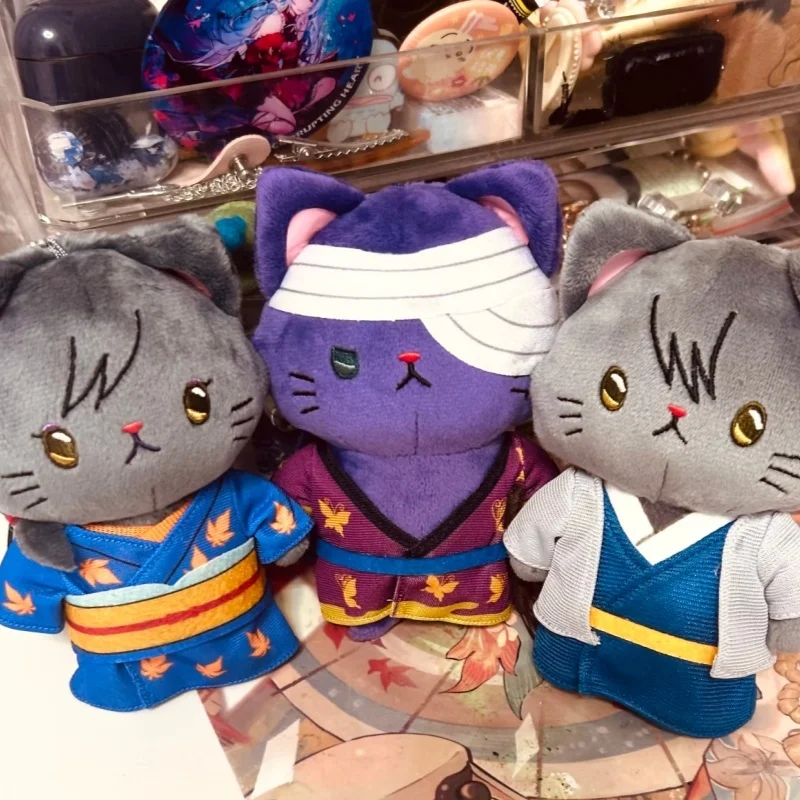 Japanese Silver Soul Doll Pendant Toy Cat with Eye Mask Authentic Plush Stuffed Animal from MOVIC for Collectors And Fans