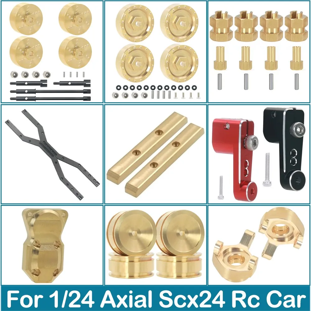 Cnc Servo Arm/shocks/axles/brass Adapter/copper Weights/steering Cups Girders For 1:24 Axial Scx24 90081 Rc Crawler Car Parts