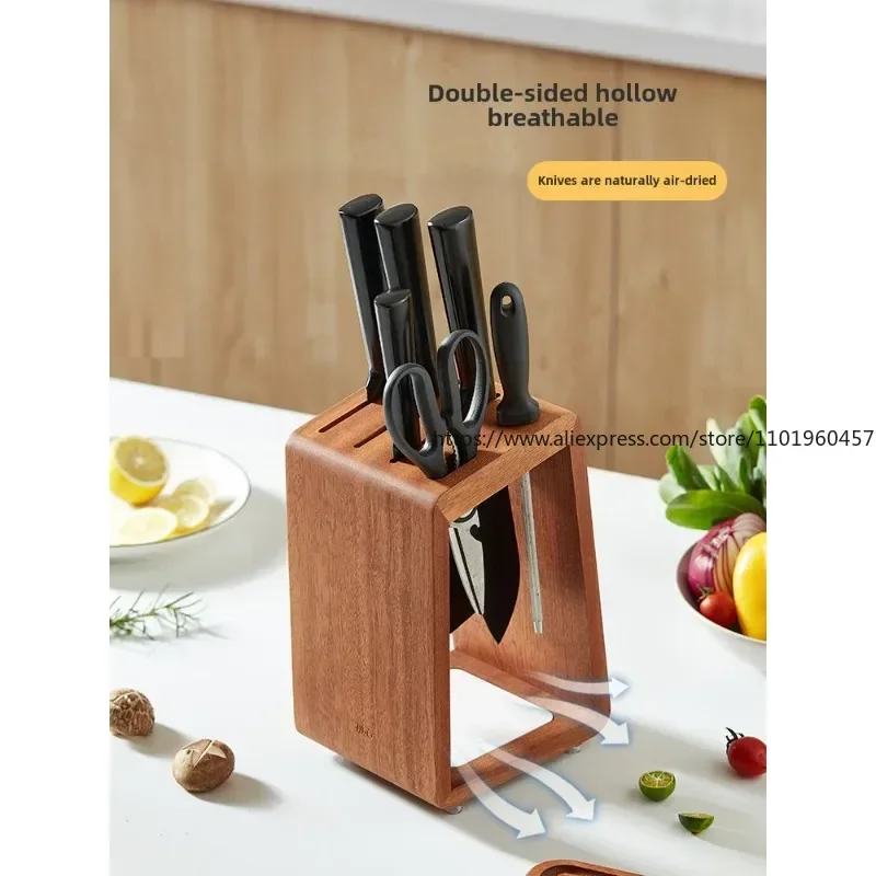 Solid Wood Knife Rack Multi-functional Kitchen bacterial Mildew-proof Kitchen Knife Storage Rack