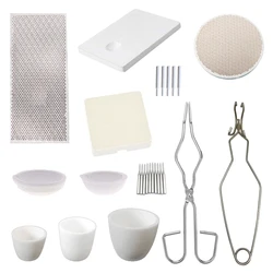 1set Alumina Crucible Refractory Brick Honeycomb Ceramic Plate Crucible Pliers Welded Melting Casting Kit For Jewelry Making