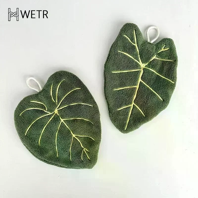 Soft Double-layer Leaf Style Hand Towel Thickened Absorbent Hanging Hand Cloth Speed Dry Handkerchief Rag