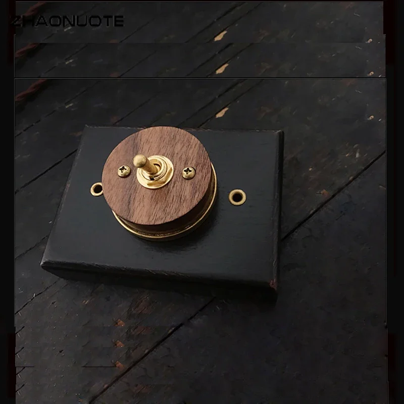 High Quality Wood Switch Black Walnut Base 1-4 Gang Brass Lever Wall Light Toggle Switch 10A