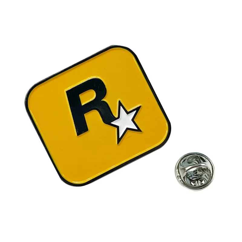 Game Five-pointed Star G Brooch Letter R Star Alloy Metal Badges Lapel Pins Brooches Jewelry Accessories Backpack Decor Gift