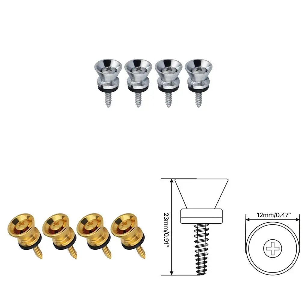 Q39E 4Pcs Guitar Strap Locks Metal Guitar Strap Buttons Lock End Pin Electric Bass Guitar Security Straplocks Reliable