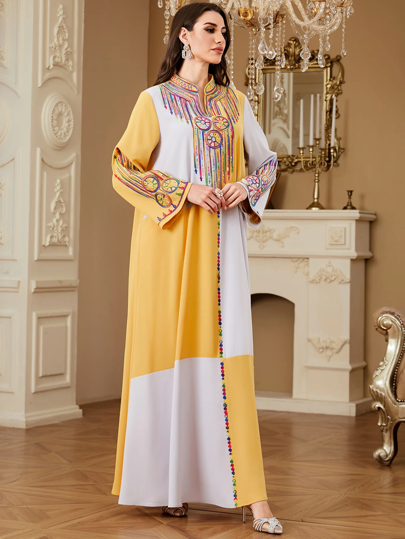 Ramadán Dubai Abaya Turquía Kaftan musulmán mujeres bordado Maxi vestido islámico Golfo Jalabiya caftán marroquí mujer bata Vestidos