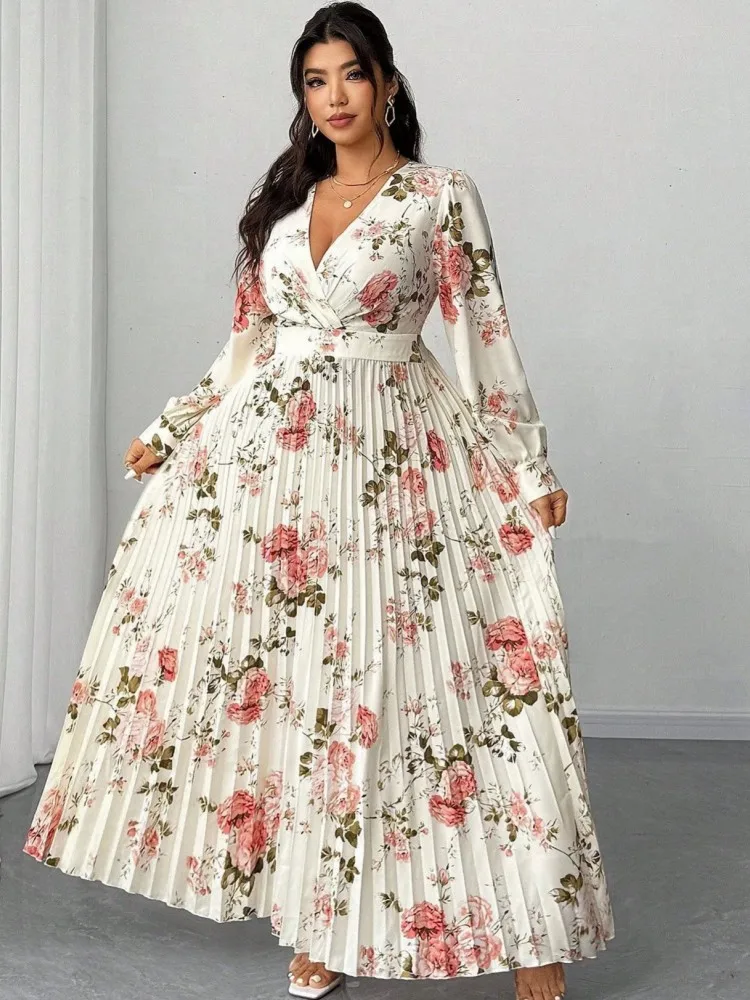 L-4XL Übergrößen-Kleider Damenroben 2026 Sommer Herbst Langarm Street-Style Lässig 3XL 4XL Maxikleid Oversized