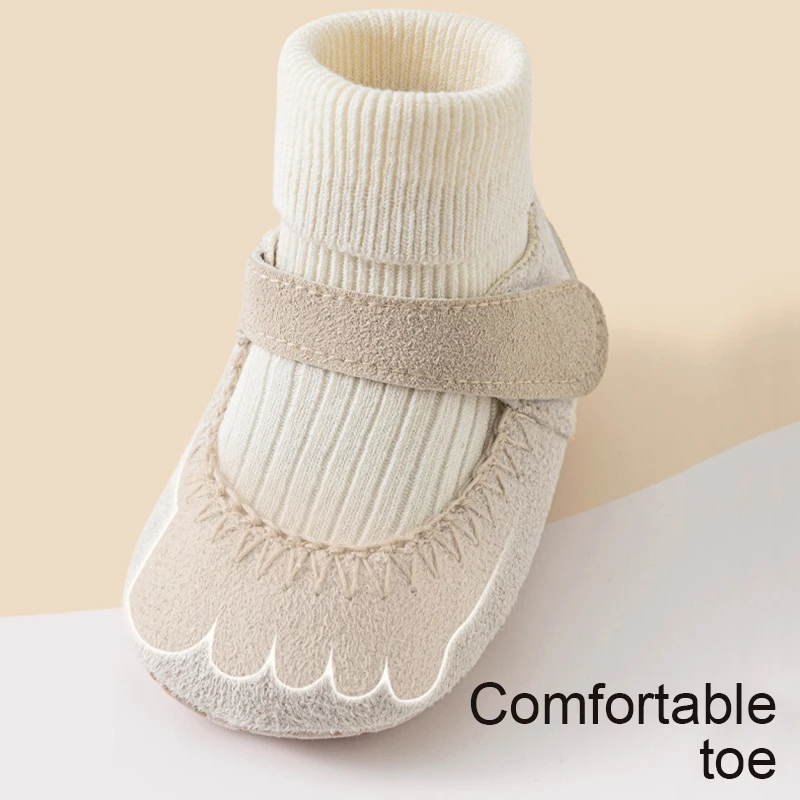 Baby Sock Shoes Infant Prewalker Booties Non Slip Baby Shoes, Adjustable Velcro Baby Footwear Neutral Baby Socks Shoes