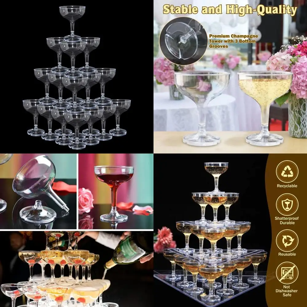 

100 одноразовых пластиковых бокалов для шампанского объемом 5 унций для вечеринок, свадеб и дней рождения