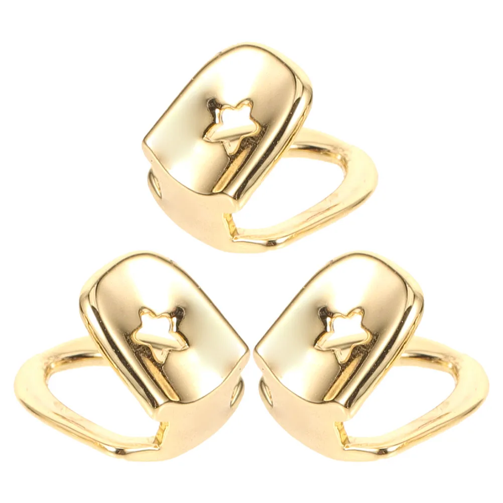 

3 Pcs Golden Teeth Cap Cosplay Grill Hip Hop Style Fake Decor Tooth Accessories Copper Decorative Mouth