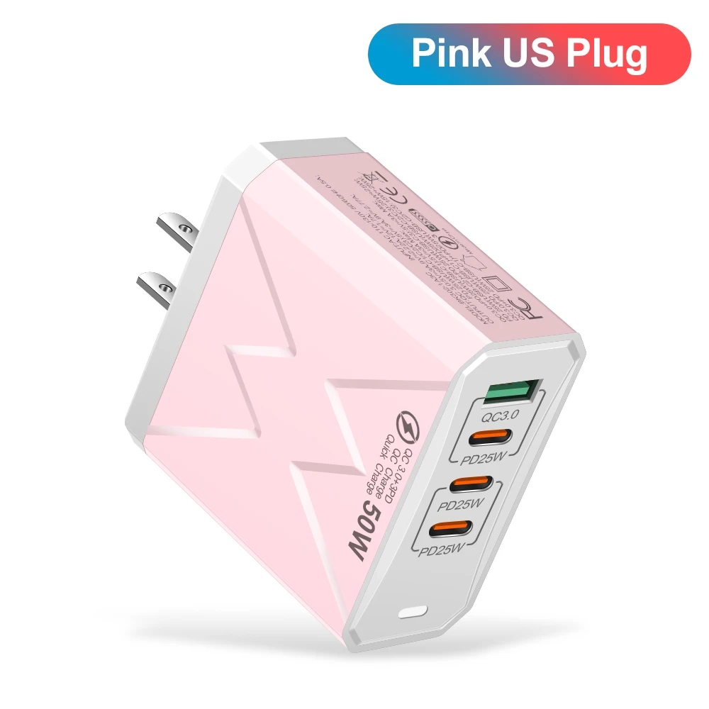 GUSEYEE Insgesamt 100 W 4 Ports Ladegerät USB Schnellladung 3.0 Handy-Wandadapter für iPhone Samsung Xiaomi Huawei Schnellladung 8