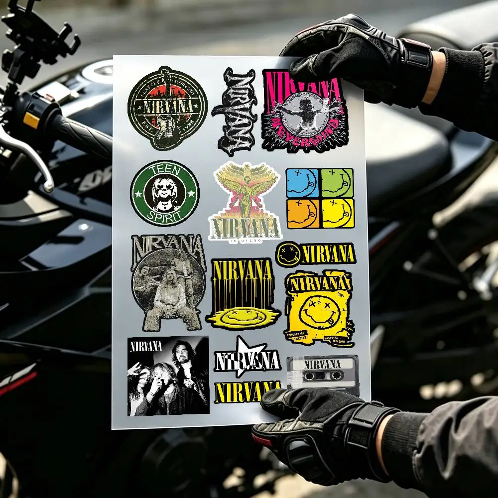 Rockband-Ästhetik Graffiti N-Nirvana Wasserdichte PVC-Aufkleber für Auto, Motorrad, Skateboard, Helm, Notizbuch