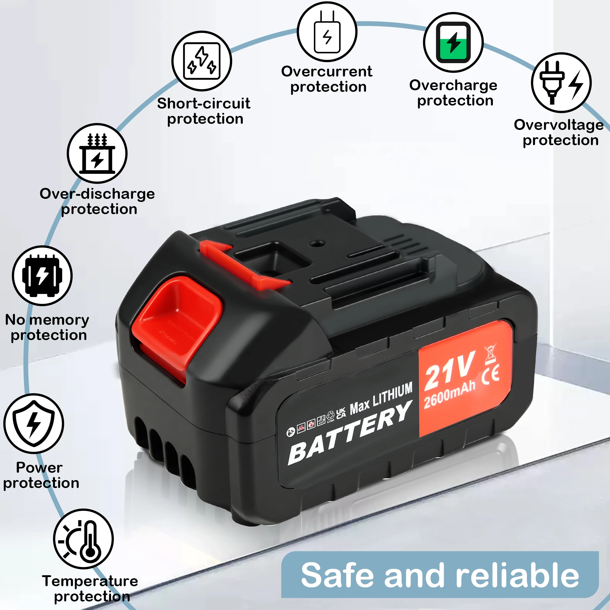 1PC 21V/12V High-Output Lithium-Ion Power Tool Battery (1300mAh/2600mAh) – High-Capacity Rechargeable Battery Compatible with Makita 18V/21V Cordless Power Tools