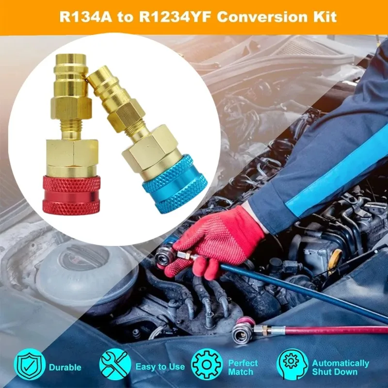 2PCS Air Conditioning Quick Connector R1234YF/R12 To R134A Quick Connectors Adapters Car AC Car Accessories Tools