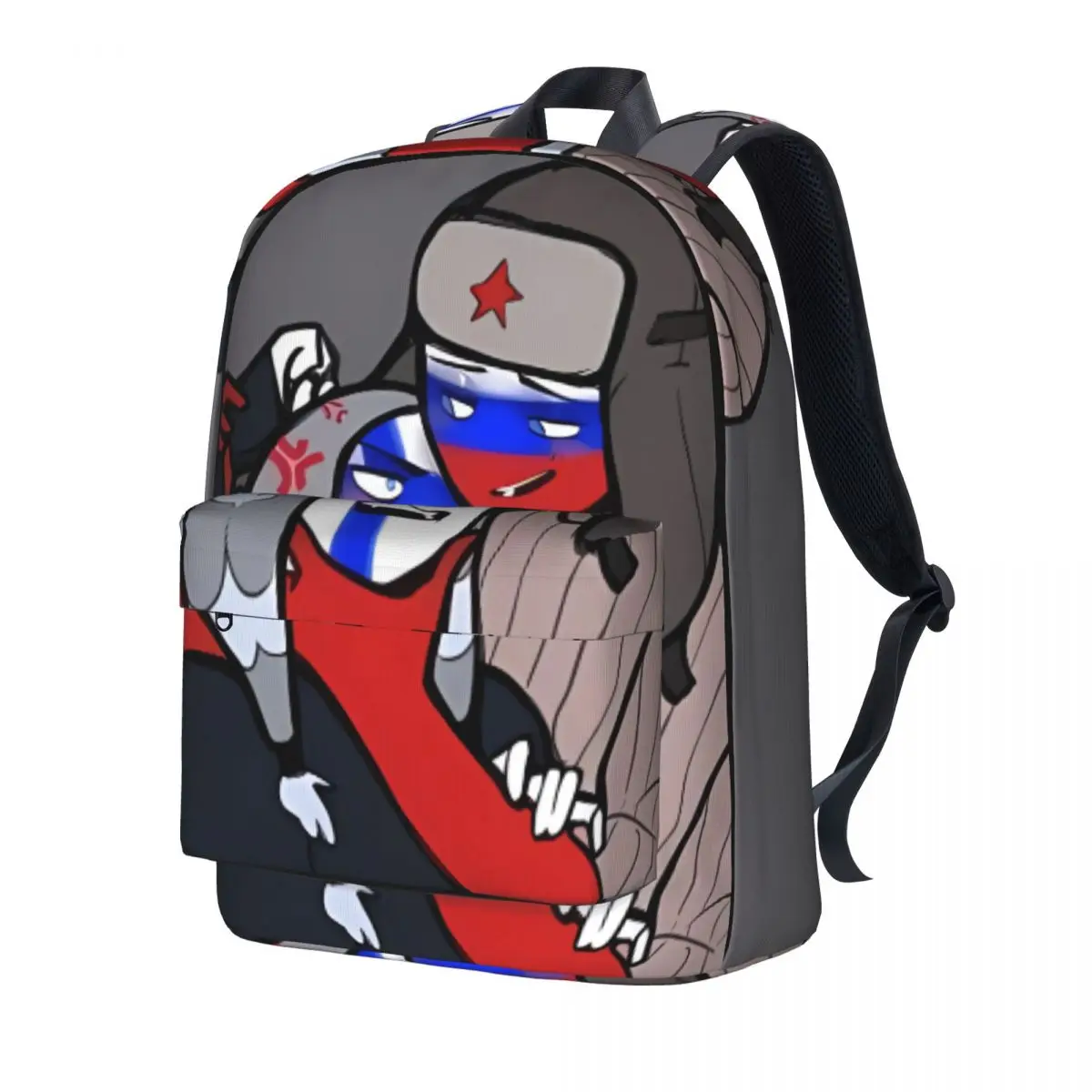 Countryhumans Cartoon Backpack Countries Funny Teen Polyester Sport Backpacks Soft Streetwear School Bags Rucksack