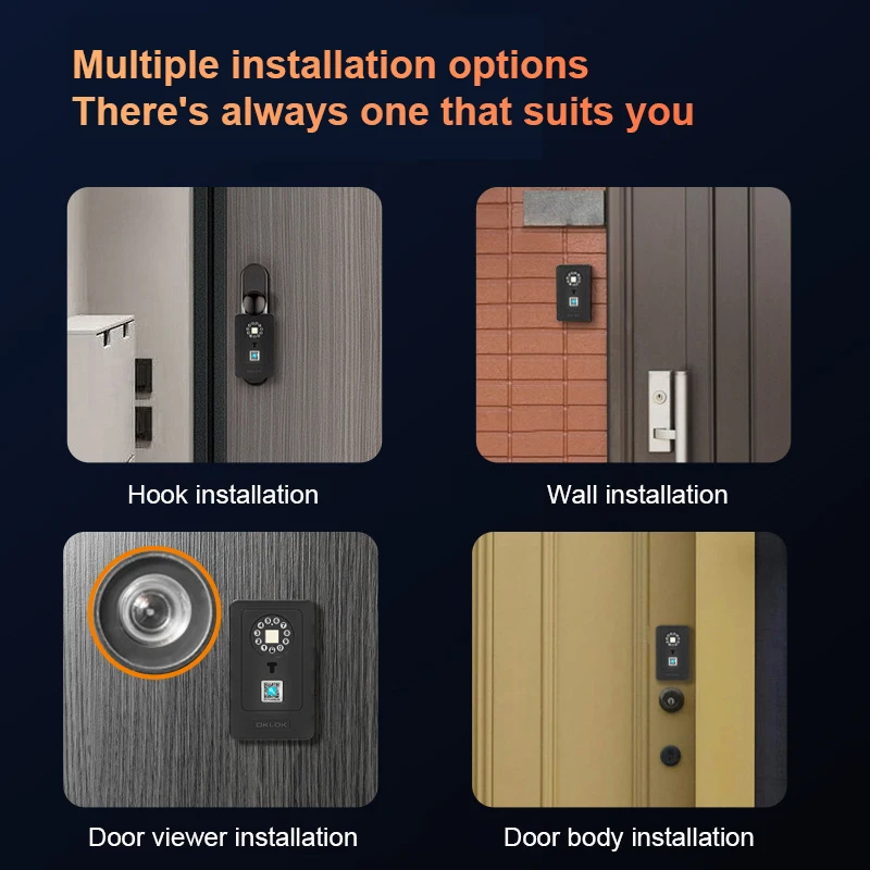 Intelligent Padlock Hang Design Password Storage Deposit Case Home Fingerprint Safe Digital Door Lock Box Security Smart Keys - view 6