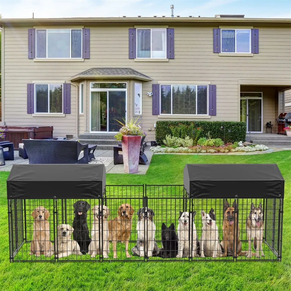 

Oversize Outdoor Pet Dog Run House Kennel Shade Cage Enclosure w/ Cover Playpen