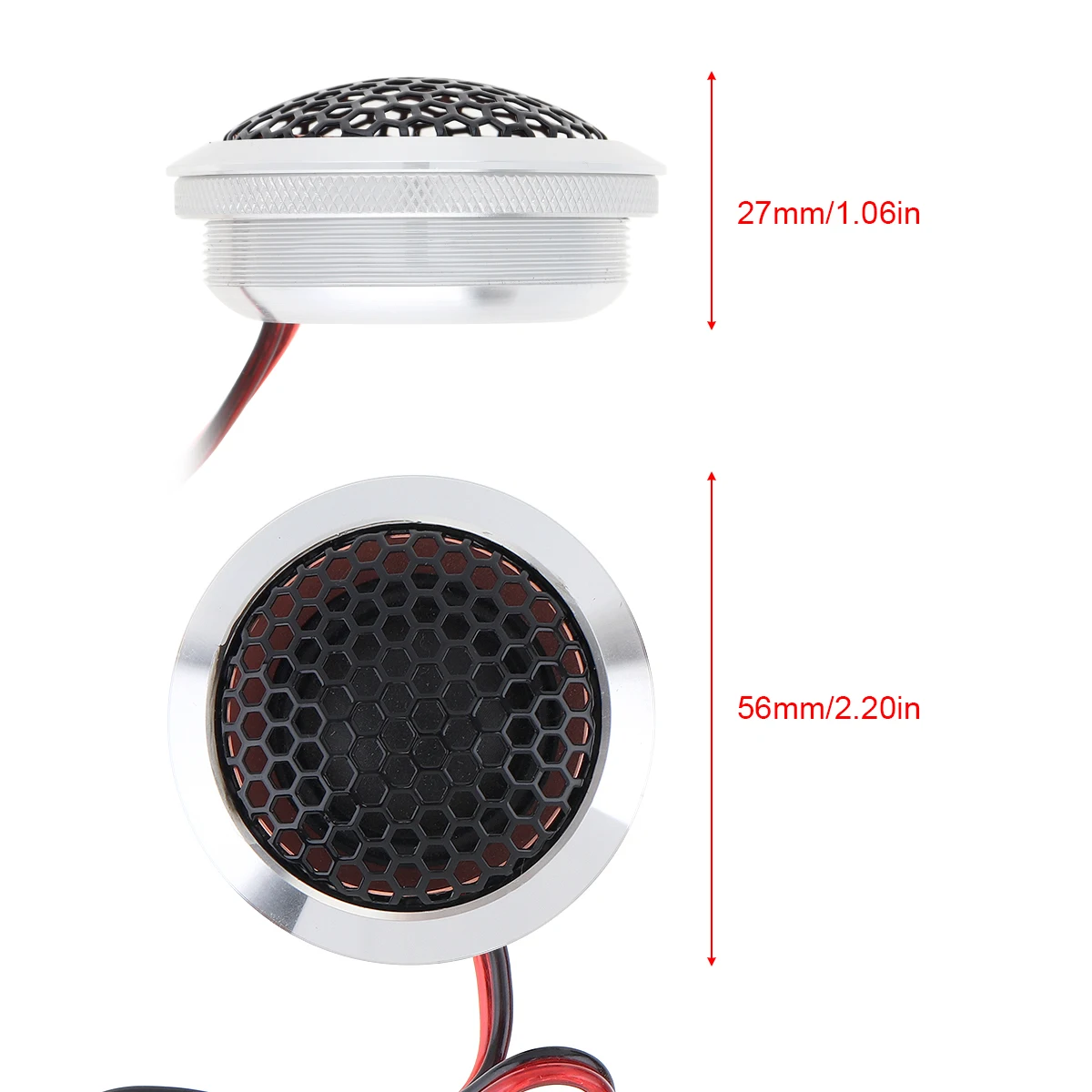 2pcs 250W T25 Metal Pressure Resistant Aluminum Alloy High Efficiency Mini Dome Tweeter Speakers for Car Audio System