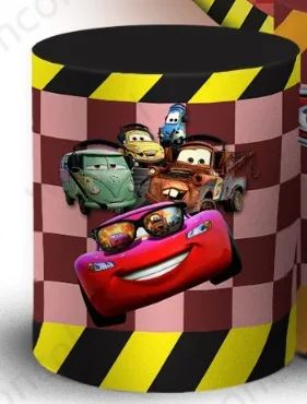 Cars Mcqueen Circle Backdrop Boy Birthday Backdrop Baby Shower Racing Car Themed Round Cylinder Cover Decor Photo Prop
