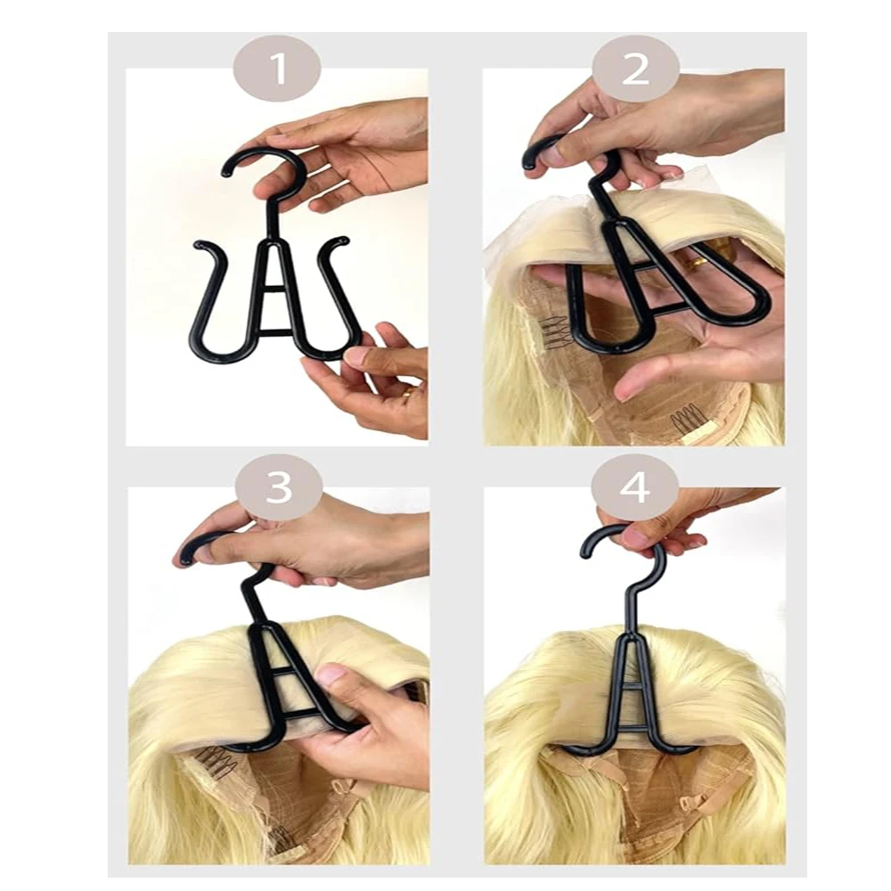 Plastic Wig Hangers Portable Wig Hanger-Stylish And Convenient Wig Black Wig Hooks Convenient storage for Multiple Wig view 3