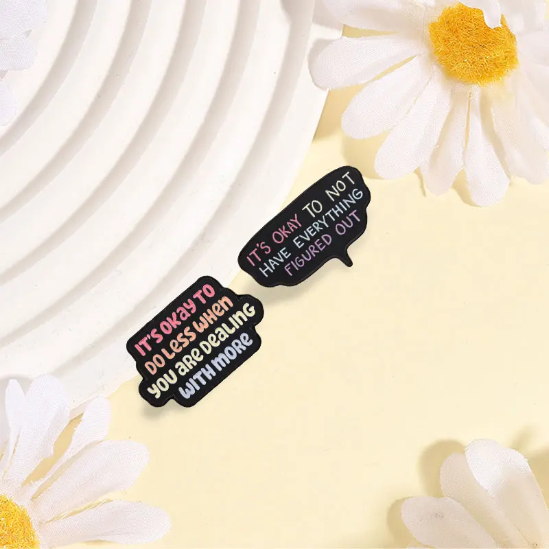 Cartoon Speech Bubble Badge It's Okay To Do Less Enamel Pins Fashion Lapel Metal Brooch Backpack Clothes Jewelry Gift for Friend