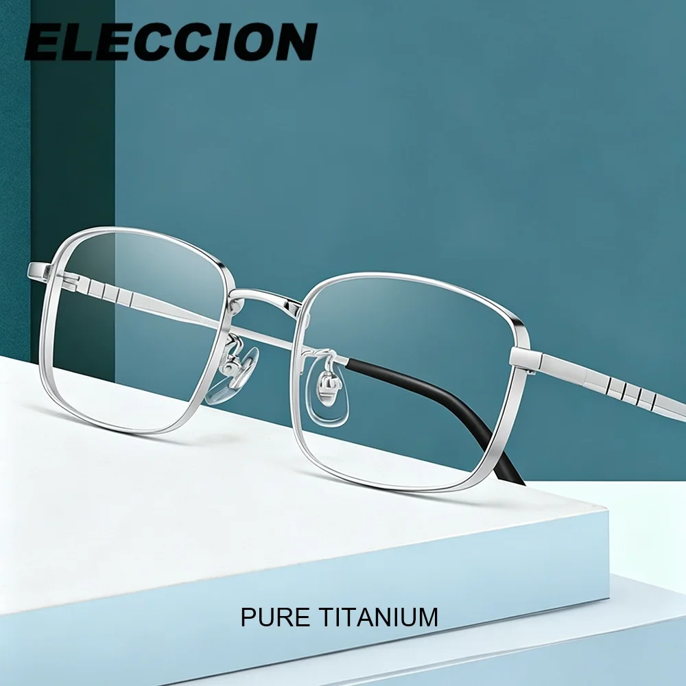 ELECCION Pure Titanium Glasses Frame Men Anda Women Retro Vintage Square Eyeglasses frame Ultralight Eyewear Male Spectacles