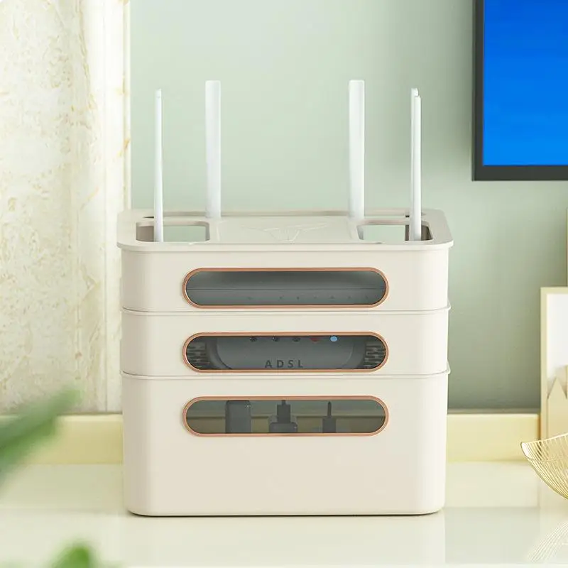 Multi-Functional Wi-Fi Cable Organizer Box Broadband  Router Sorting Line Plate TV Box Storage Container Simple Design