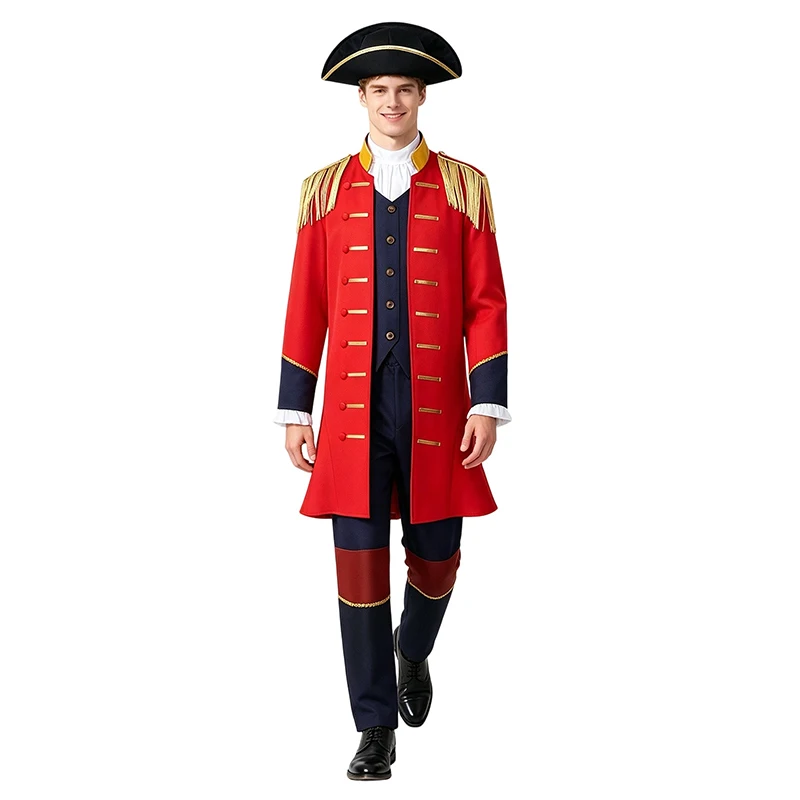 Adult Founding Father Red President of the United States Halloween Fancy Dress Up George Washington Costume For Men