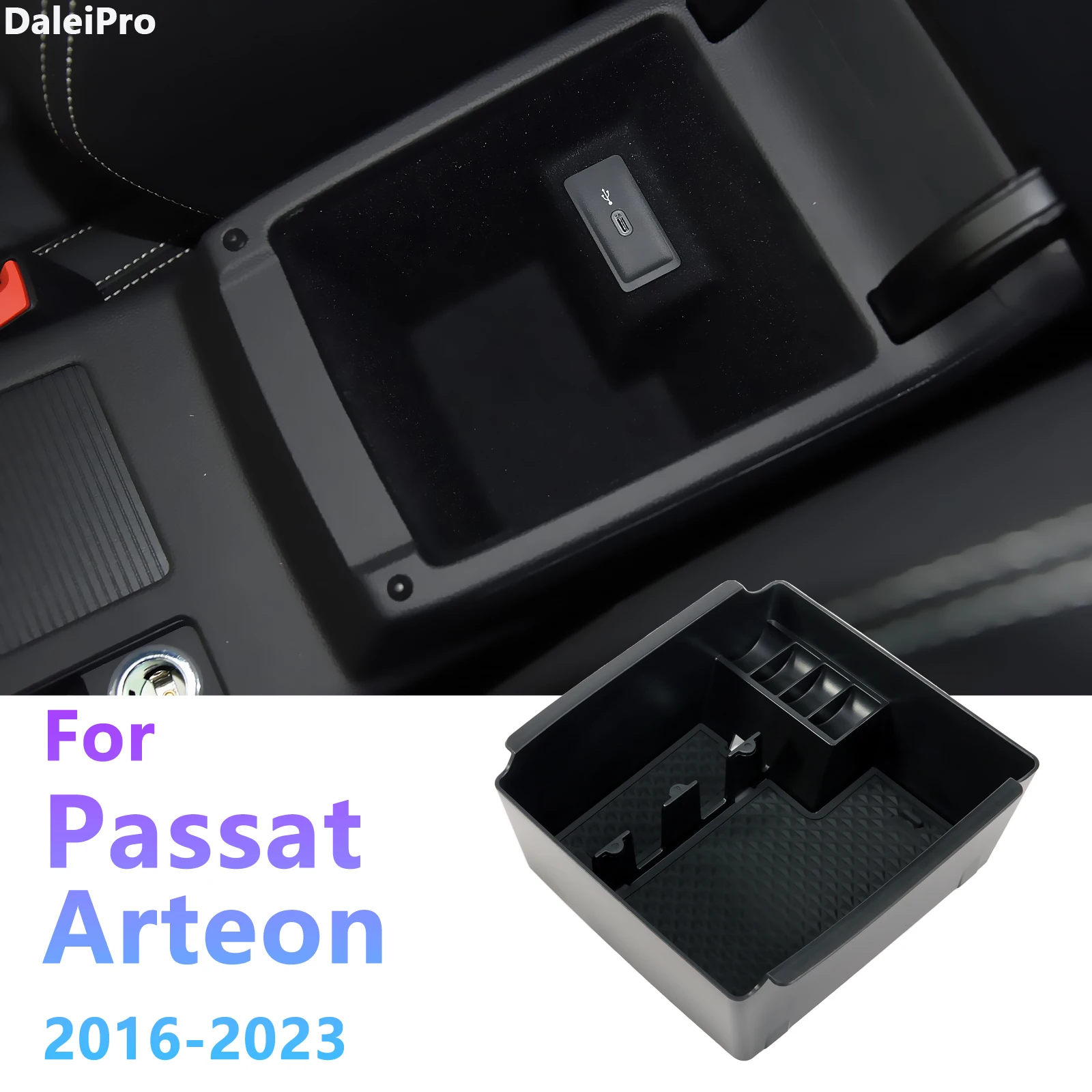 Für Volkswagen Passat B8 Arteon 2016 2017-2023 Mittelkonsole Organizer Fach Armlehne Aufbewahrungsbox Layered Aufbewahrungsbox Zubehör