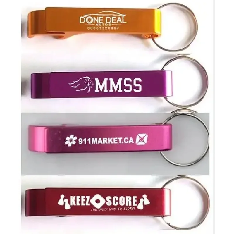 1000 Pcs Custom Printed Logo Aluminum Alloy Bottle Opener Keychain Metal Laser Engraved Promotional Gift