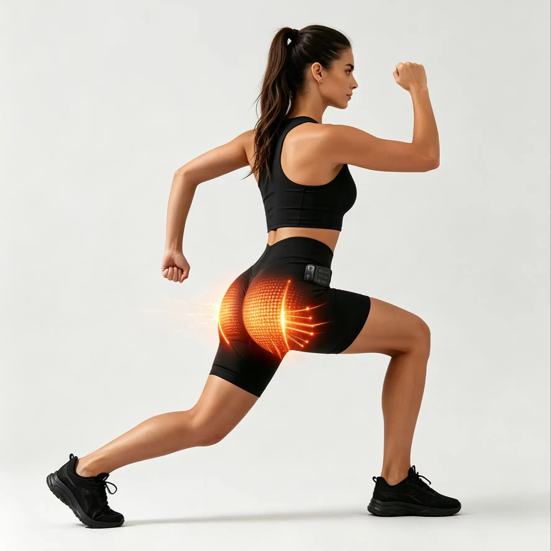 EMS Fitness Pants Shorts Muscle Toning Body Shaping Glute Lifting Pants with Microcurrent Massager for Core Strength Pelvic