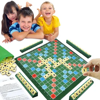 Boîte de Solitaire d'orthographe anglaise pour 2 à 4 personnes, jouets éducatifs d'échecs de l'alphabet, jeu de société de voyage, Puzzle Scrabble