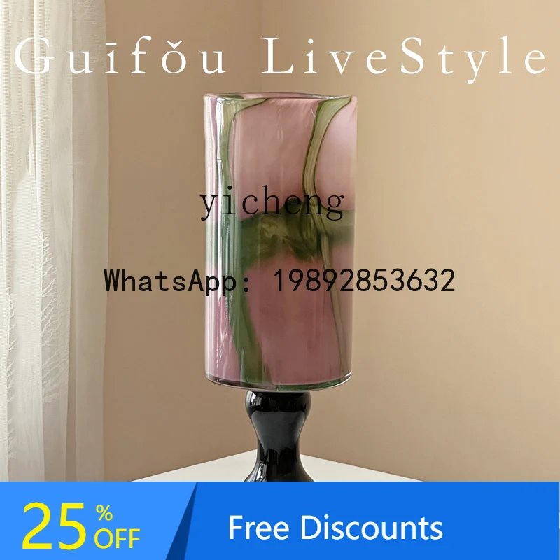 

glazed vase tall living room entrance ornament stained glass holly flower ware