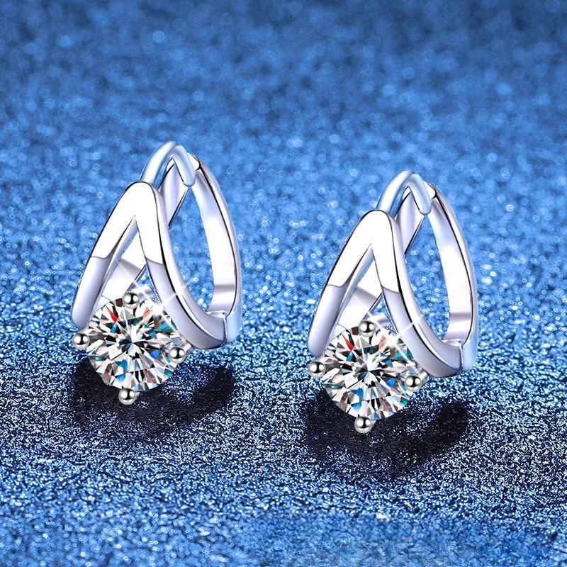 S925 Sterling Silver Moissanite Earrings Instagram Style Elegant Ear Climbers Hypoallergenic Statement Jewelry for Women
