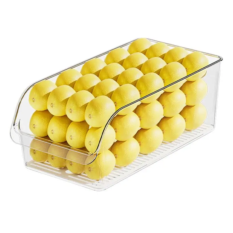 Fridge Storage Containers Freezer Fruit Storage Box Clear Refrigerator Food Storage Box With Drainable Partition Fridge Drawer